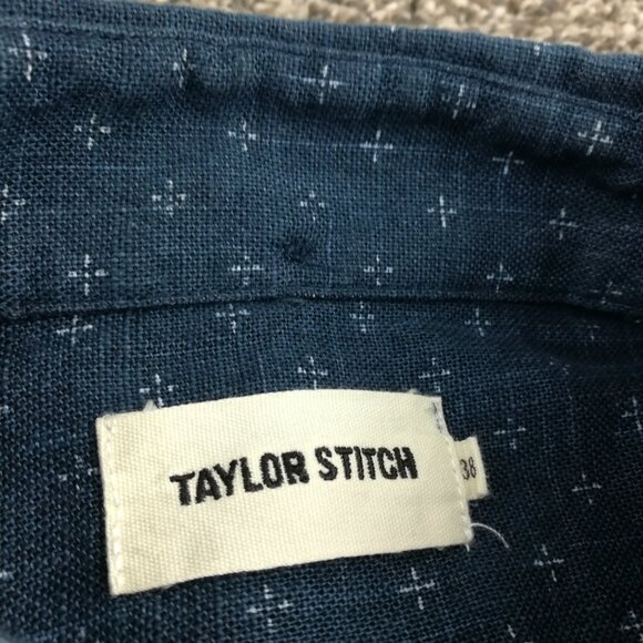 Taylor Stitch Shirt Jack Geometric L/S Button Up Indigo Blue Mens Small (38) - Picture 3 of 9